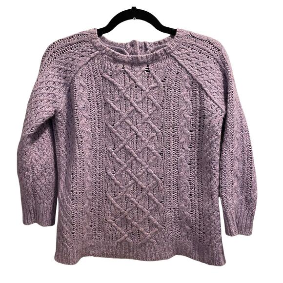 SALE! Ann Taylor Loft Purple Wool-Blend Pullover Cable Knit Sweater Size Small - Picture 1 of 9